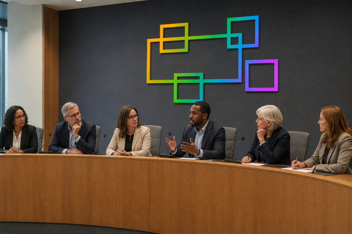 A board mid-meeting